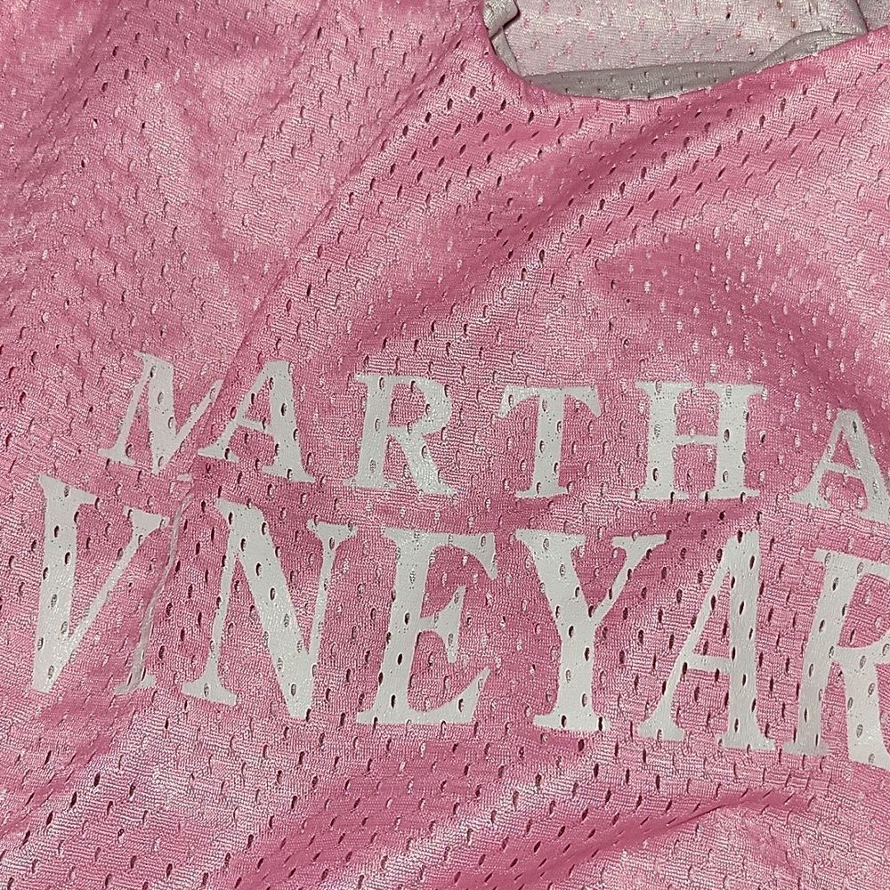 Womens Martha’s Vineyard Mesh Jersey Tank Top Pink White XL - Picture 5 of 6